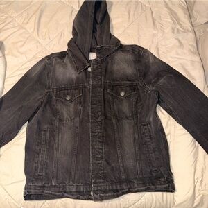 Aeropostale Black Denim Jacket with Hood